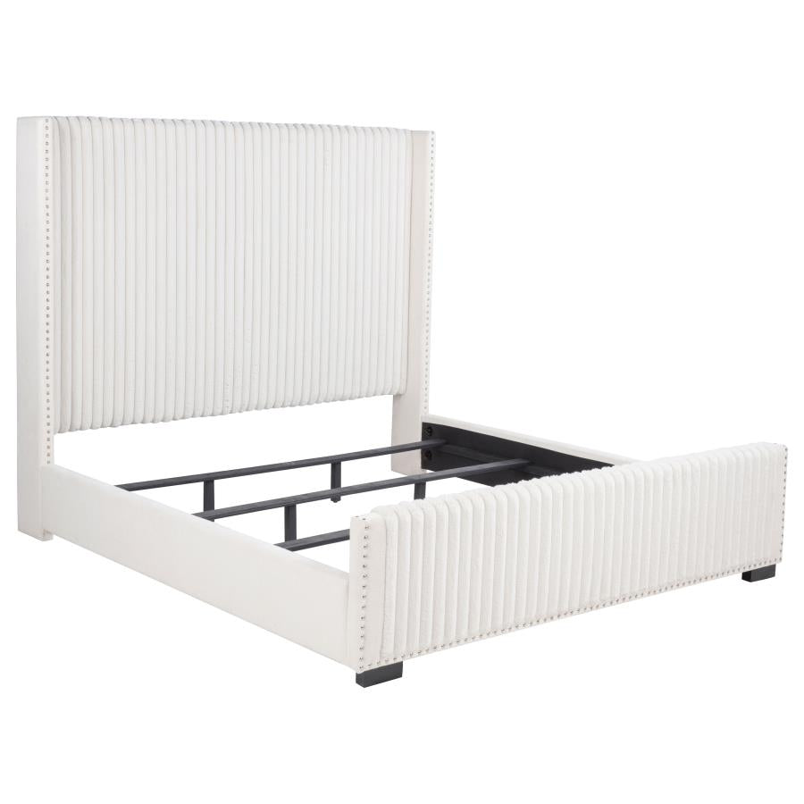 Natasha 65-inch Upholstered Eastern King Wingback Bed Cream-1