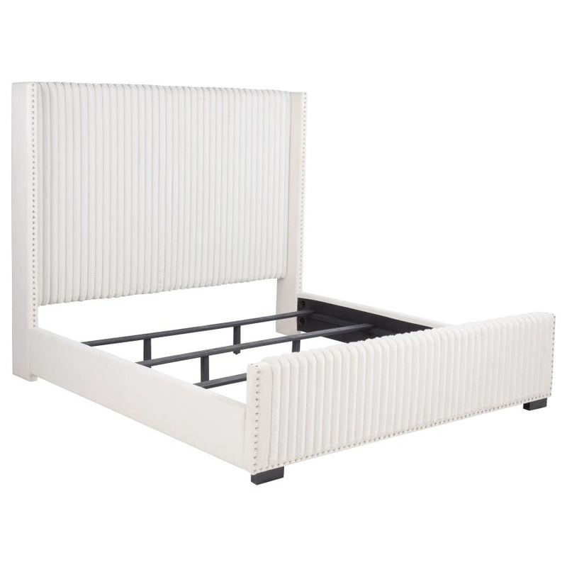 Natasha 65-inch Upholstered Eastern King Wingback Bed Cream-zoom-