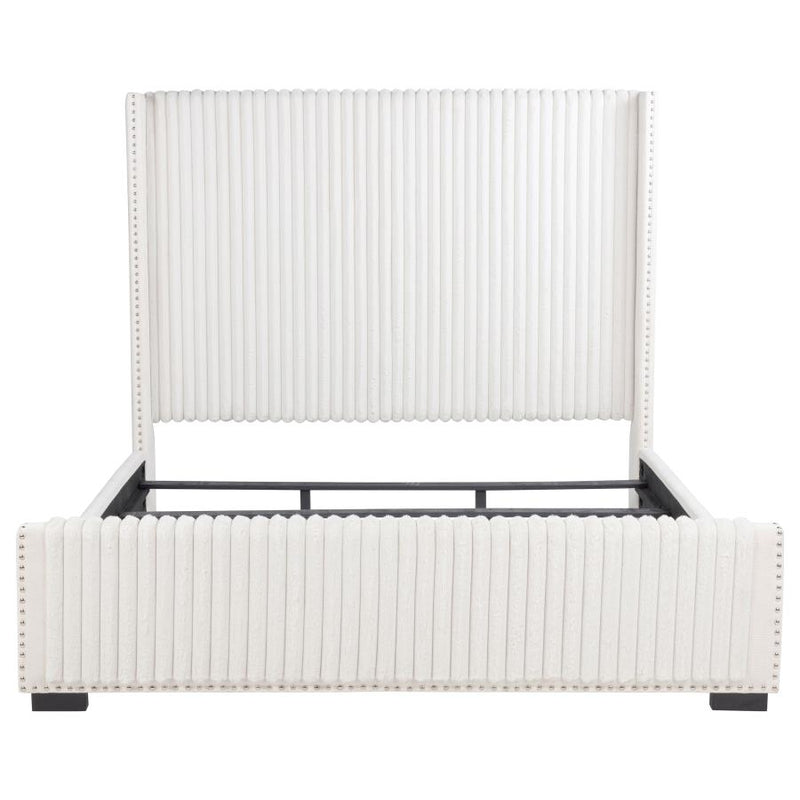 Natasha 65-inch Upholstered Eastern King Wingback Bed Cream-zoom-