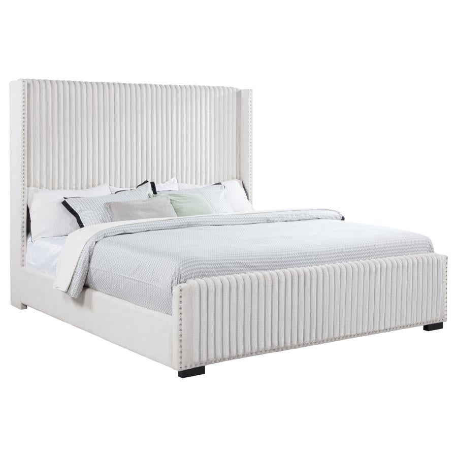 Natasha 65-inch Upholstered California King Bed Cream-3