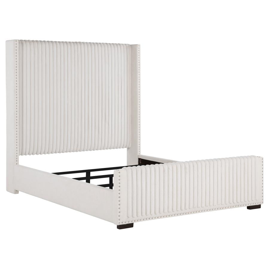 Natasha 65-inch Upholstered Queen Wingback Bed Cream-1