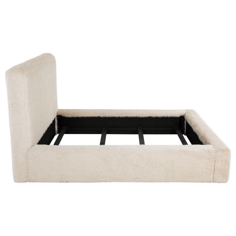 Rebecca Faux Fur Upholstered Eastern King Bed Cream-zoom-