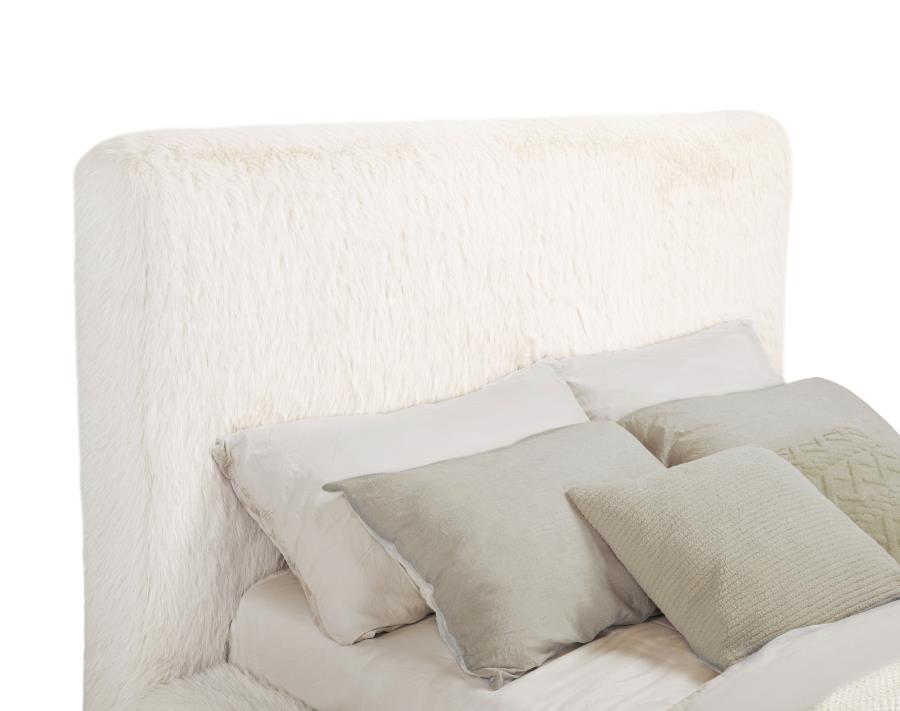 Rebecca Faux Fur Upholstered Eastern King Bed Cream-7