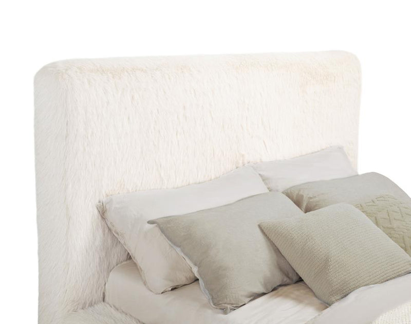 Rebecca Faux Fur Upholstered Eastern King Bed Cream-zoom-