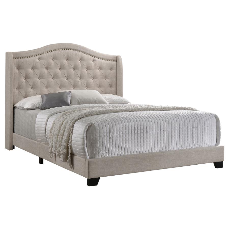 Sonoma Upholstered Full Wingback Bed Beige-zoom-3