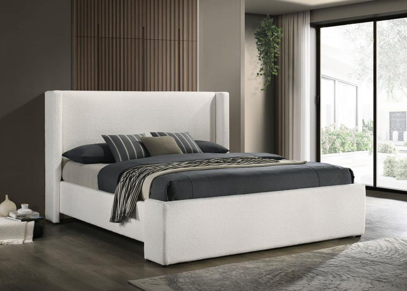 Alamosa Boucle Upholstered Eastern King Platform Bed White-zoom-
