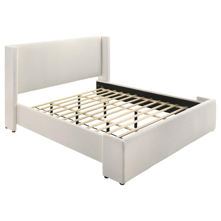 Alamosa Boucle Upholstered Eastern King Platform Bed White-1