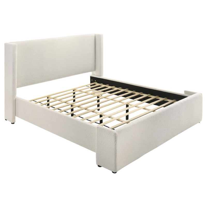 Alamosa Boucle Upholstered Eastern King Platform Bed White-zoom-