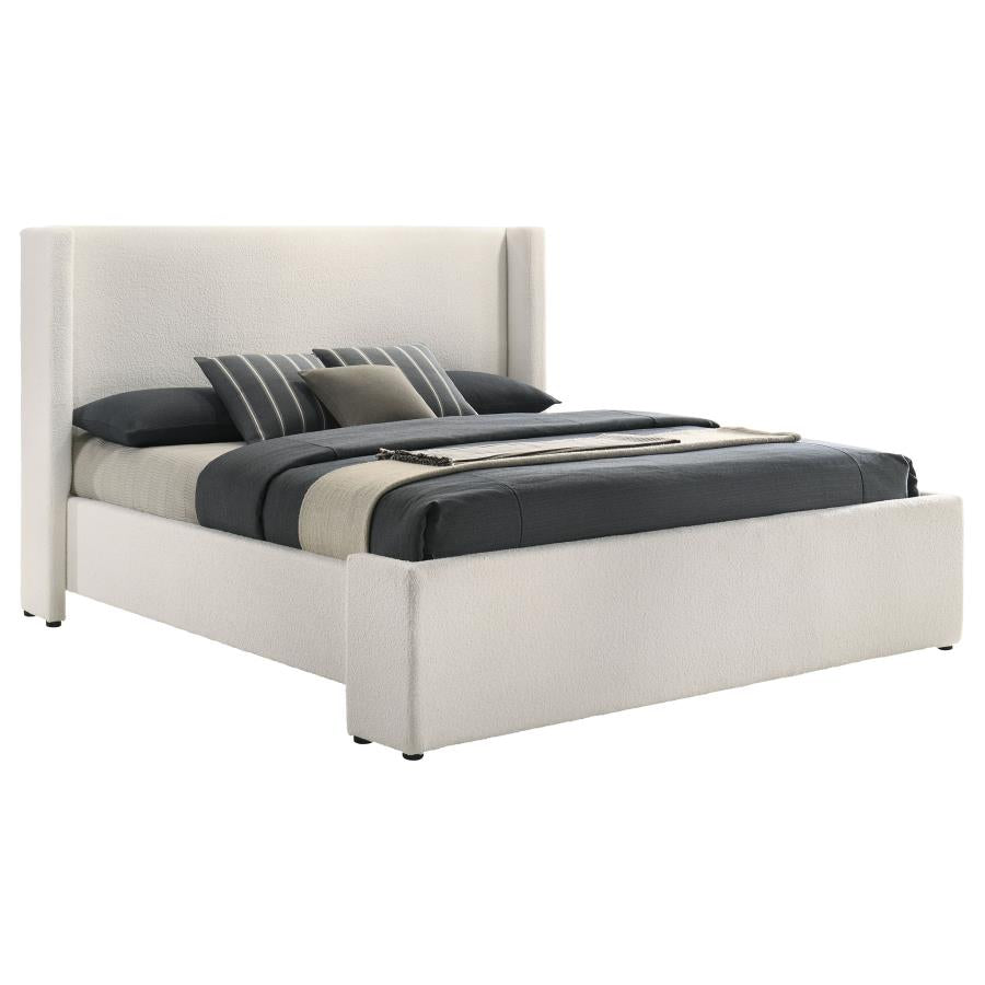 Alamosa Boucle Upholstered Eastern King Platform Bed White-3