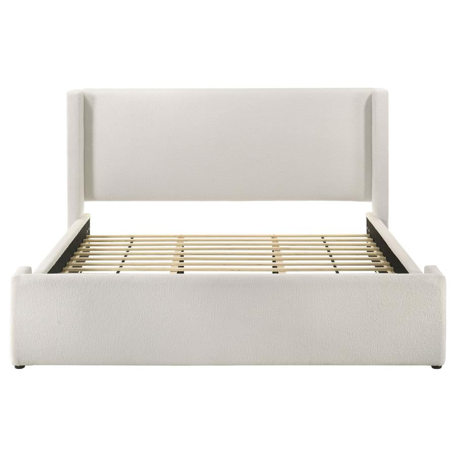 Alamosa Boucle Upholstered Eastern King Platform Bed White-4