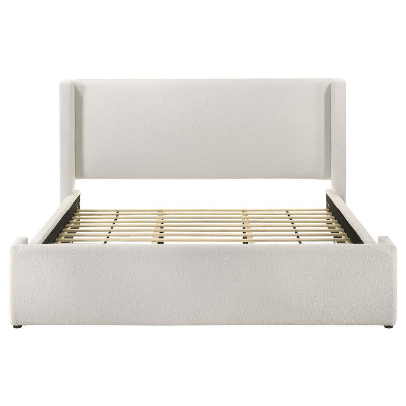 Alamosa Boucle Upholstered Eastern King Platform Bed White-zoom-