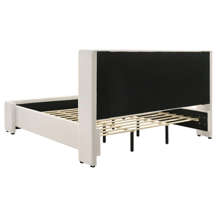 Alamosa Boucle Upholstered Eastern King Platform Bed White-5