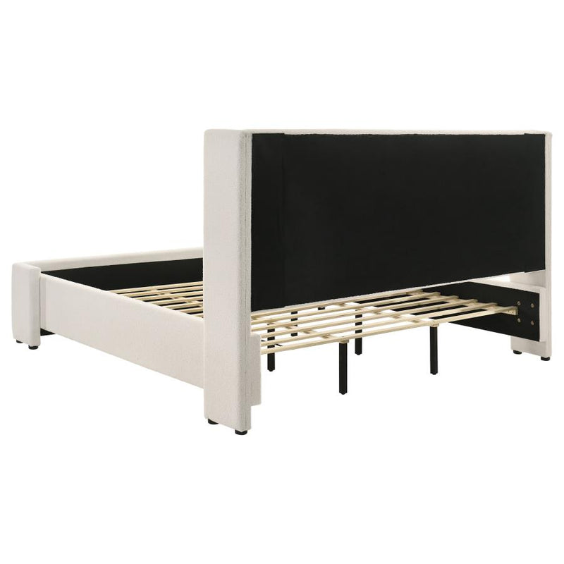 Alamosa Boucle Upholstered Eastern King Platform Bed White-zoom-