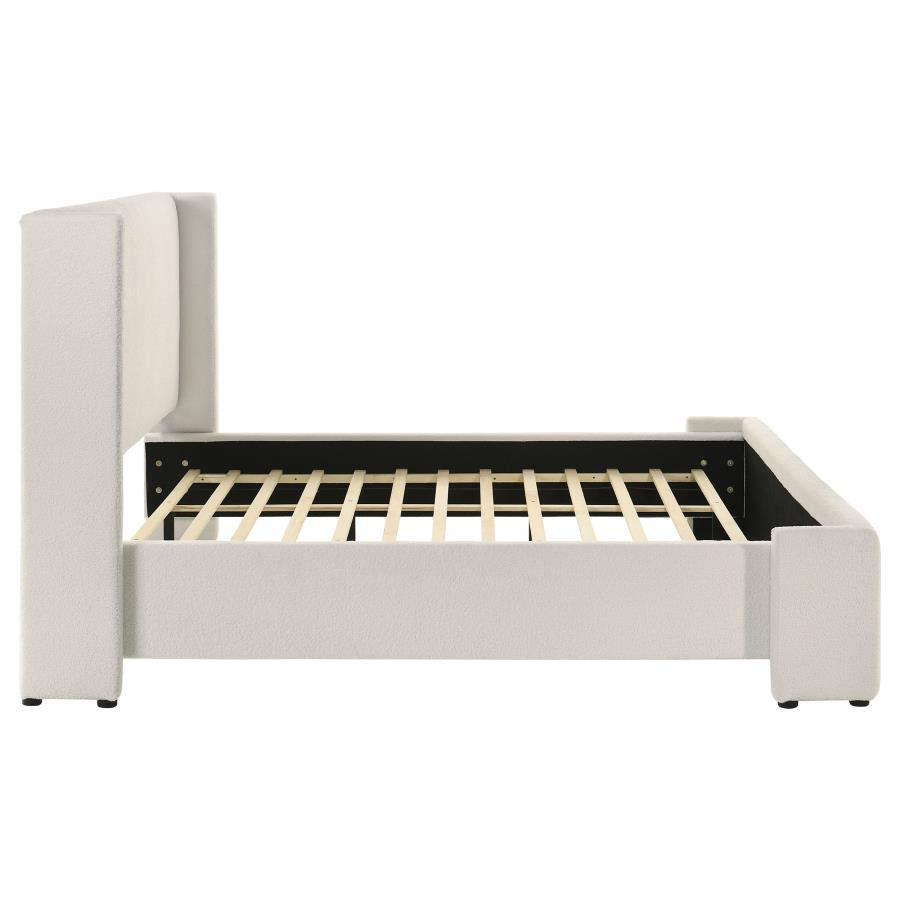 Alamosa Boucle Upholstered Eastern King Platform Bed White-6