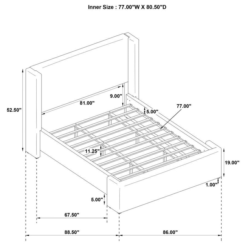 Alamosa Boucle Upholstered Eastern King Platform Bed White-zoom-