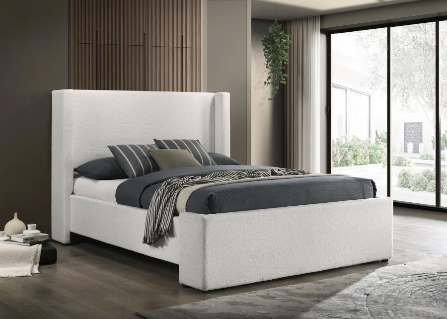 Alamosa Boucle Upholstered Queen Wingback Bed White-zoom-2