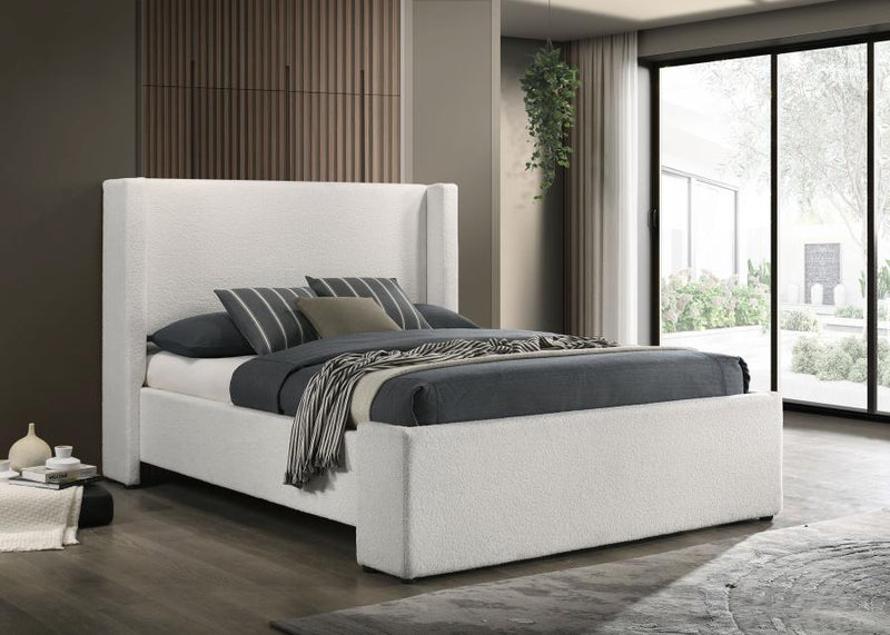 Alamosa Boucle Upholstered Queen Wingback Bed White-zoom-
