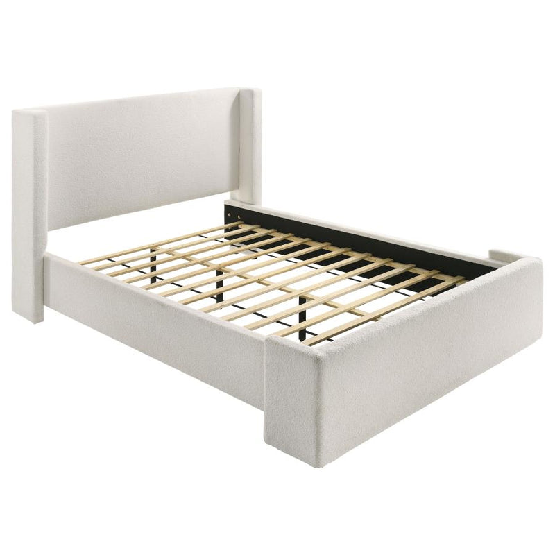 Alamosa Boucle Upholstered Queen Wingback Bed White-zoom-