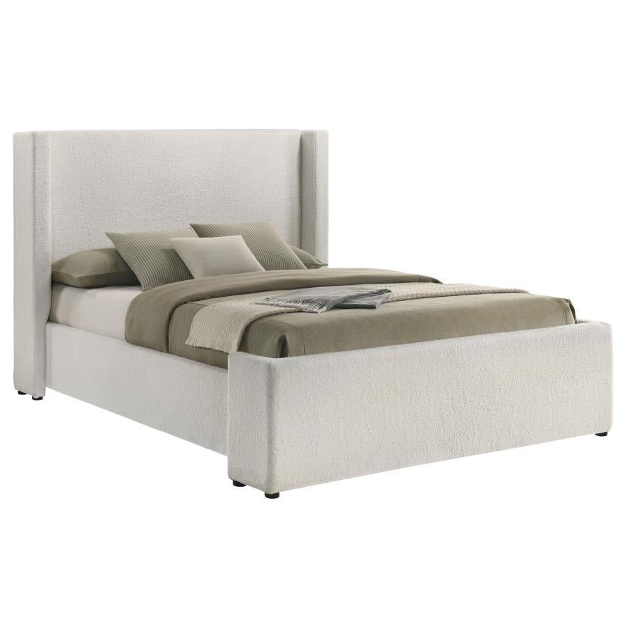 Alamosa Boucle Upholstered Queen Wingback Bed White-3