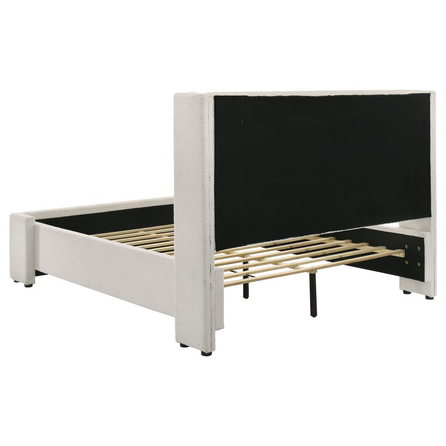 Alamosa Boucle Upholstered Queen Wingback Bed White-5