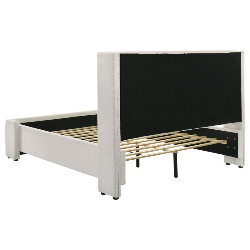 Alamosa Boucle Upholstered Queen Wingback Bed White-zoom-