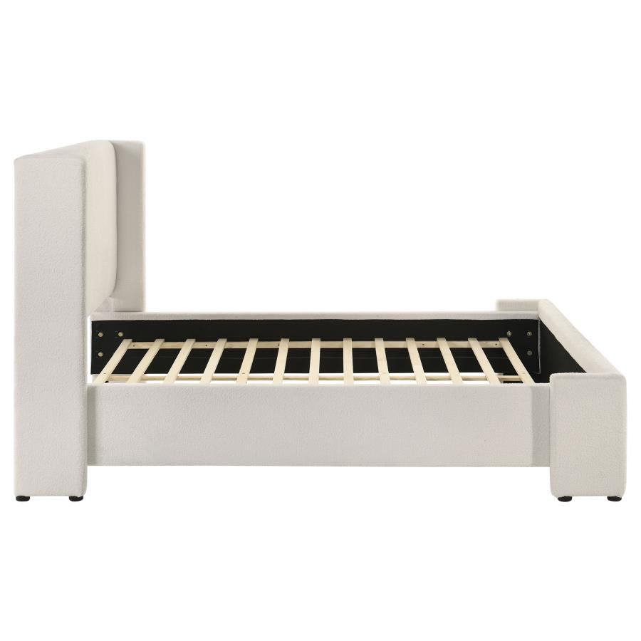 Alamosa Boucle Upholstered Queen Wingback Bed White-6
