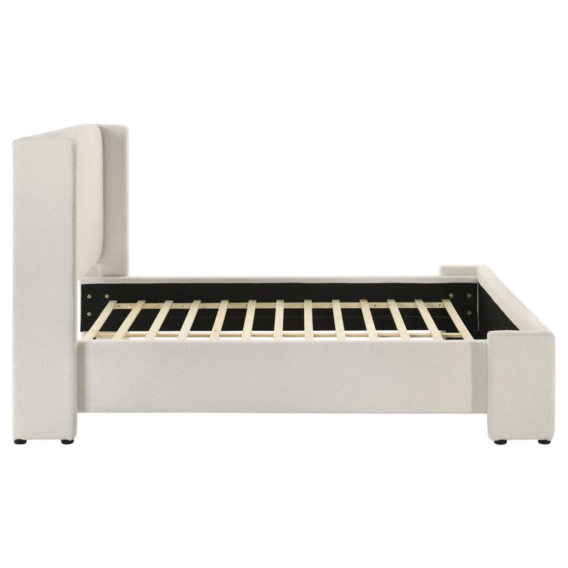 Alamosa Boucle Upholstered Queen Wingback Bed White-zoom-