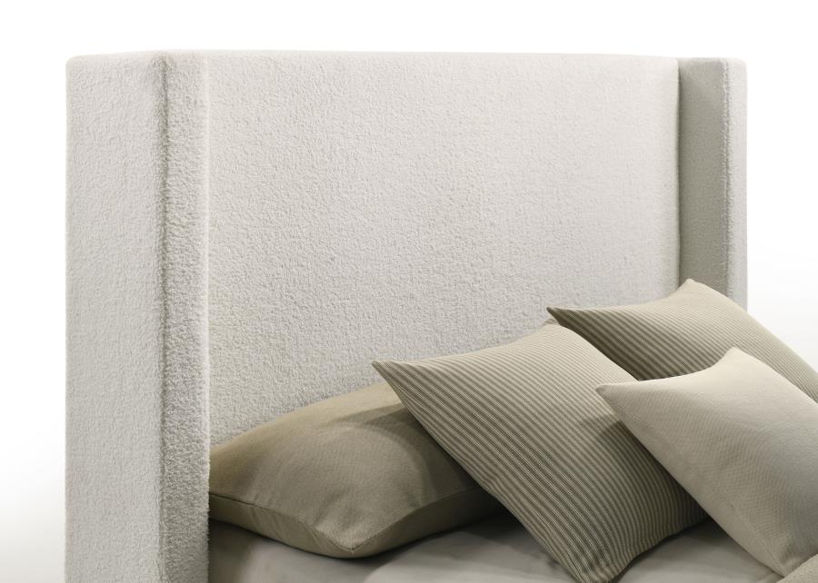 Alamosa Boucle Upholstered Queen Wingback Bed White-7