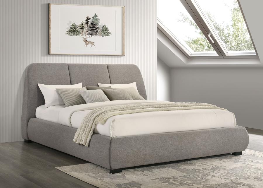 Mokena 46-inch Upholstered Eastern King Platform Bed Taupe-2