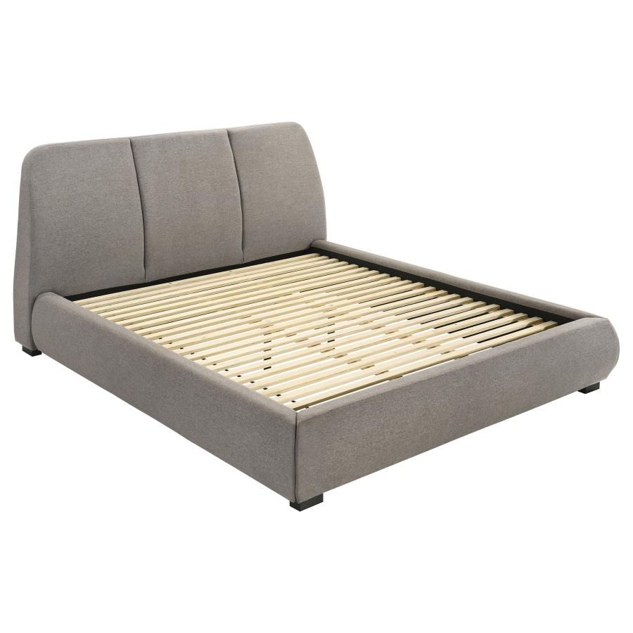 Mokena 46-inch Upholstered Eastern King Platform Bed Taupe-zoom-1