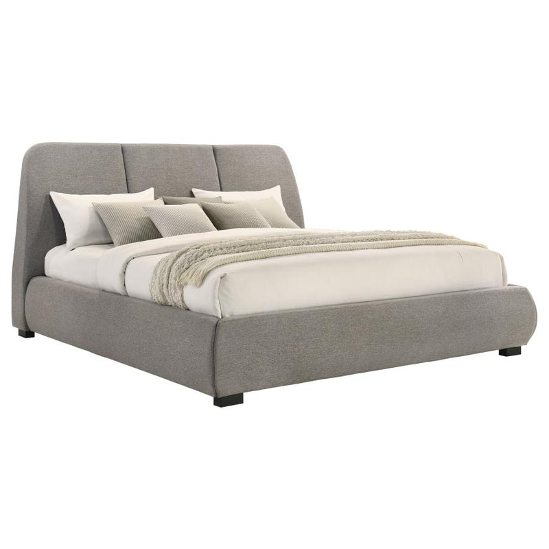 Mokena 46-inch Upholstered Eastern King Platform Bed Taupe-zoom-