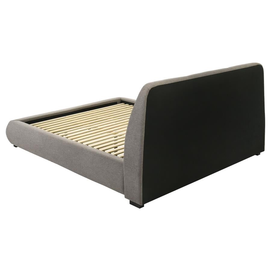 Mokena 46-inch Upholstered Eastern King Platform Bed Taupe-zoom-5