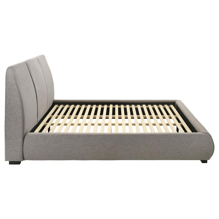 Mokena 46-inch Upholstered Eastern King Platform Bed Taupe-6