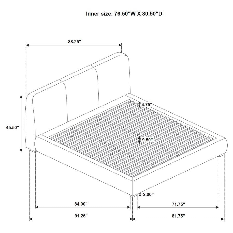 Mokena 46-inch Upholstered Eastern King Platform Bed Taupe-8