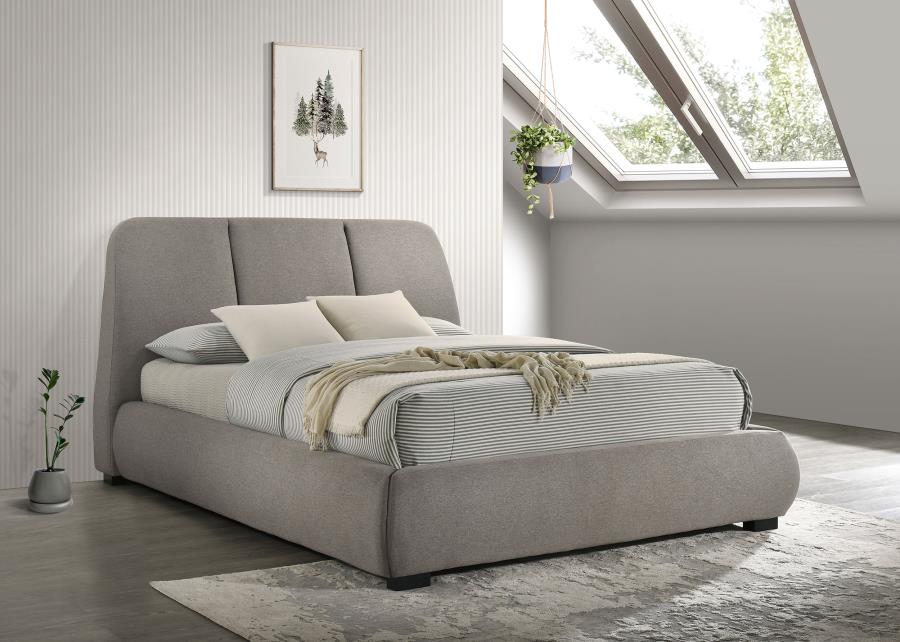 Mokena 46-inch Upholstered Queen Platform Bed Taupe-2
