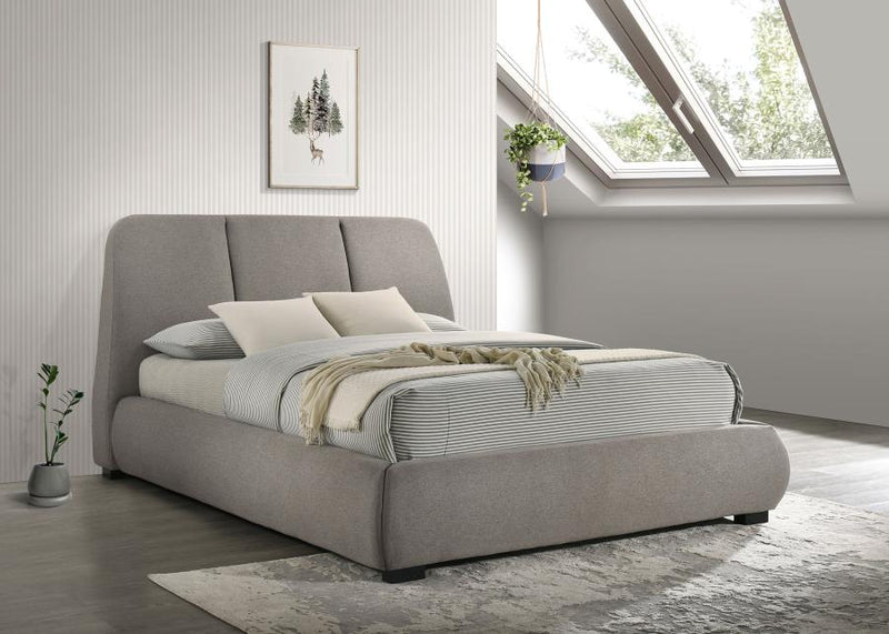 Mokena 46-inch Upholstered Queen Platform Bed Taupe-zoom-