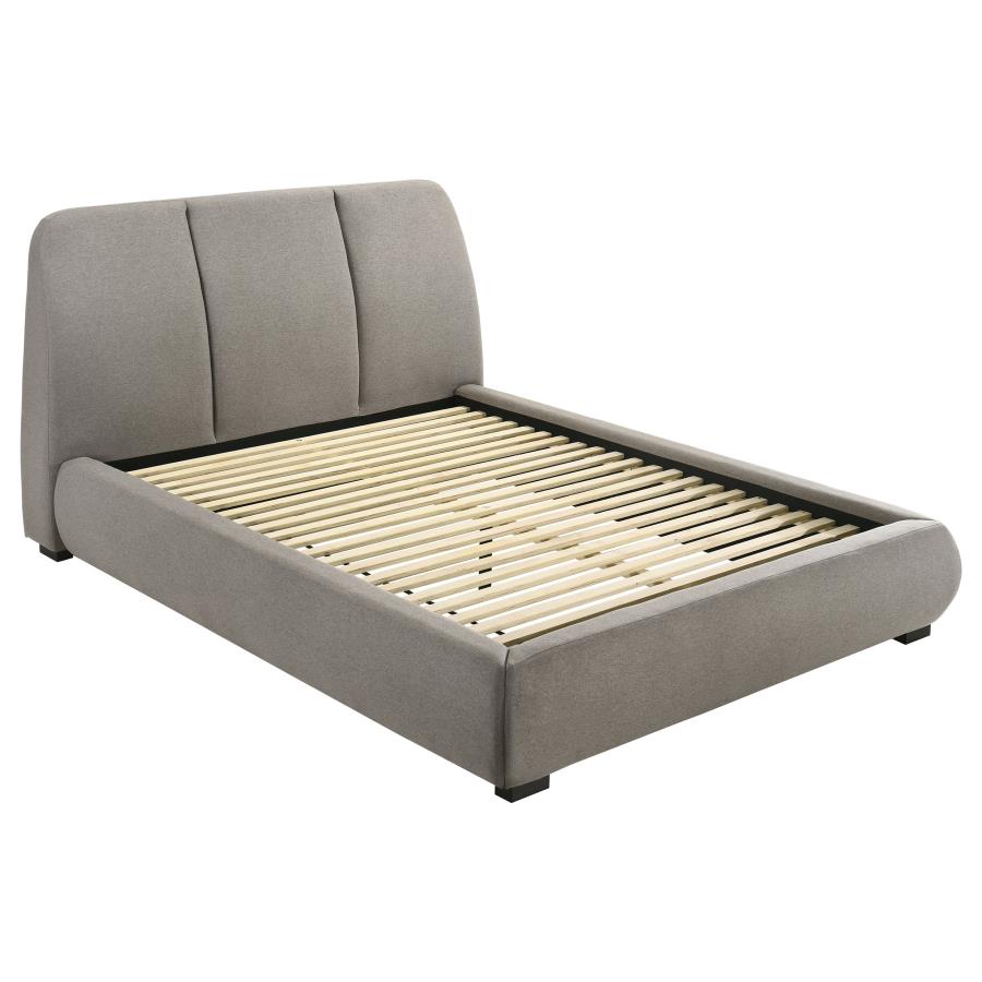 Mokena 46-inch Upholstered Queen Platform Bed Taupe-zoom-1
