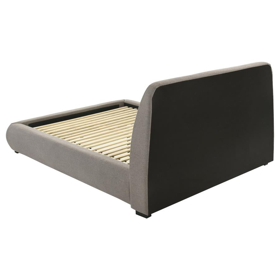 Mokena 46-inch Upholstered Queen Platform Bed Taupe-5