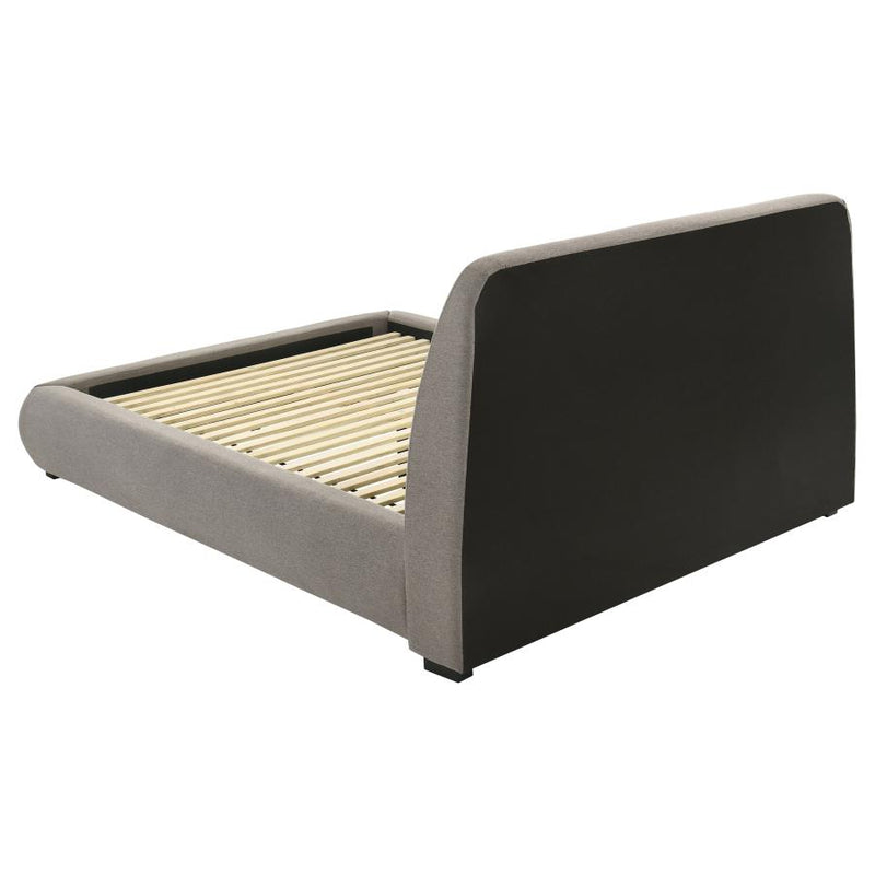 Mokena 46-inch Upholstered Queen Platform Bed Taupe-zoom-