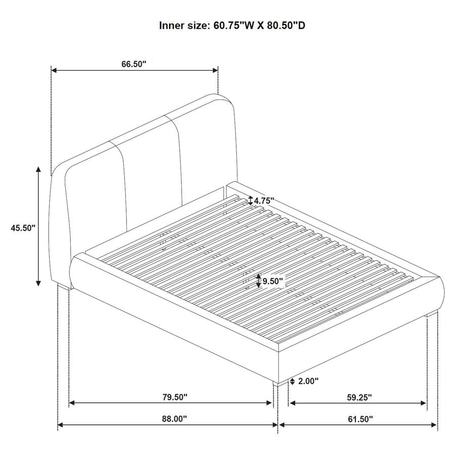 Mokena 46-inch Upholstered Queen Platform Bed Taupe-zoom-8