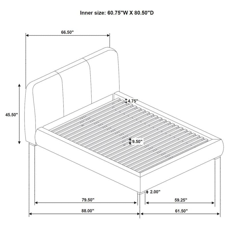 Mokena 46-inch Upholstered Queen Platform Bed Taupe-zoom-