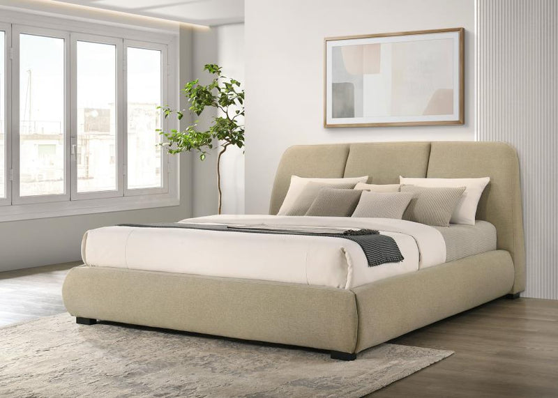 Mokena 46-inch Upholstered Eastern King Platform Bed Brown-zoom-