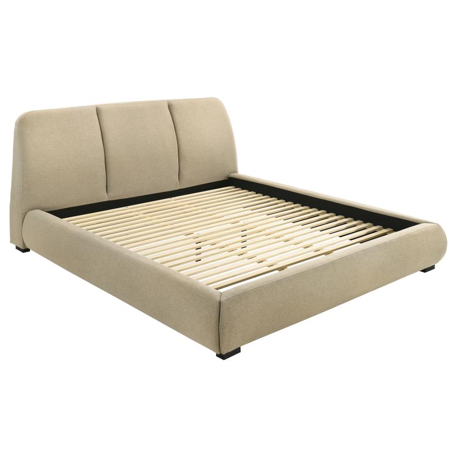 Mokena 46-inch Upholstered Eastern King Platform Bed Brown-zoom-1