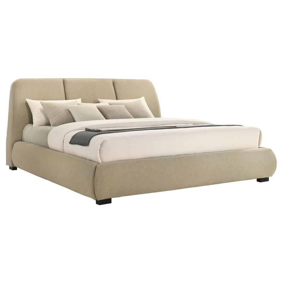 Mokena 46-inch Upholstered Eastern King Platform Bed Brown-3