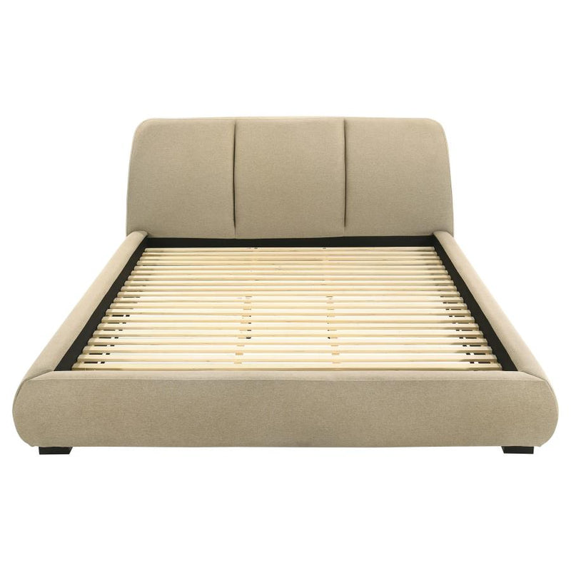 Mokena 46-inch Upholstered Eastern King Platform Bed Brown-zoom-