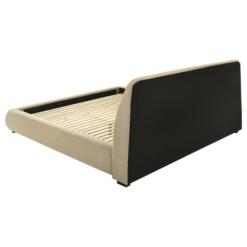 Mokena 46-inch Upholstered Eastern King Platform Bed Brown-zoom-