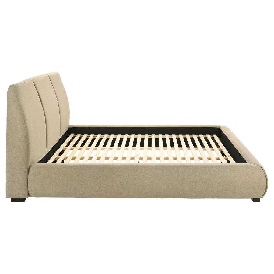 Mokena 46-inch Upholstered Eastern King Platform Bed Brown-zoom-6