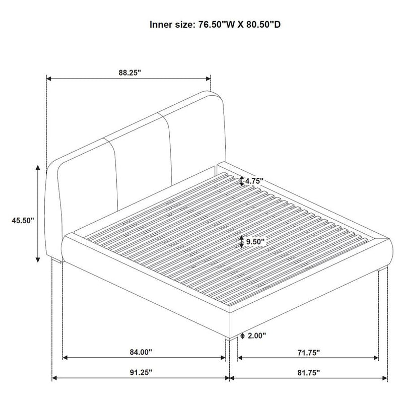 Mokena 46-inch Upholstered Eastern King Platform Bed Brown-zoom-