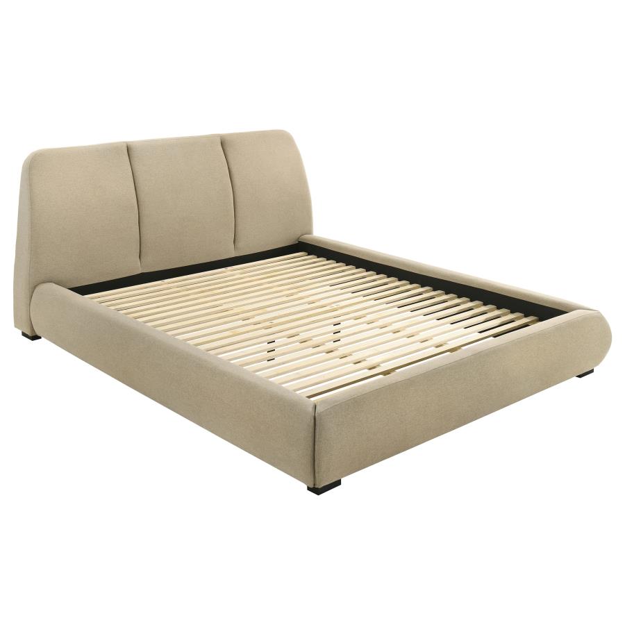 Mokena 46-inch Upholstered California King Platform Bed Brown-1