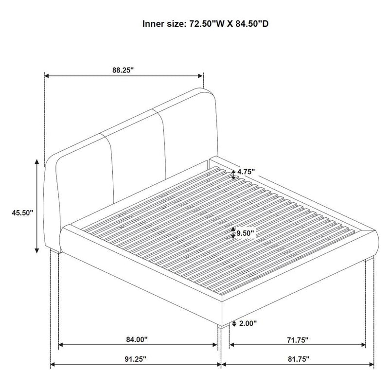 Mokena 46-inch Upholstered California King Platform Bed Brown-zoom-